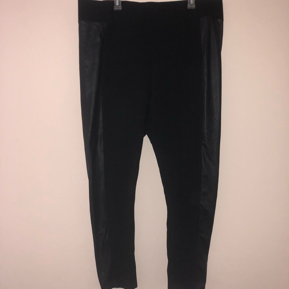 Black Faux Leather Panel Leggings